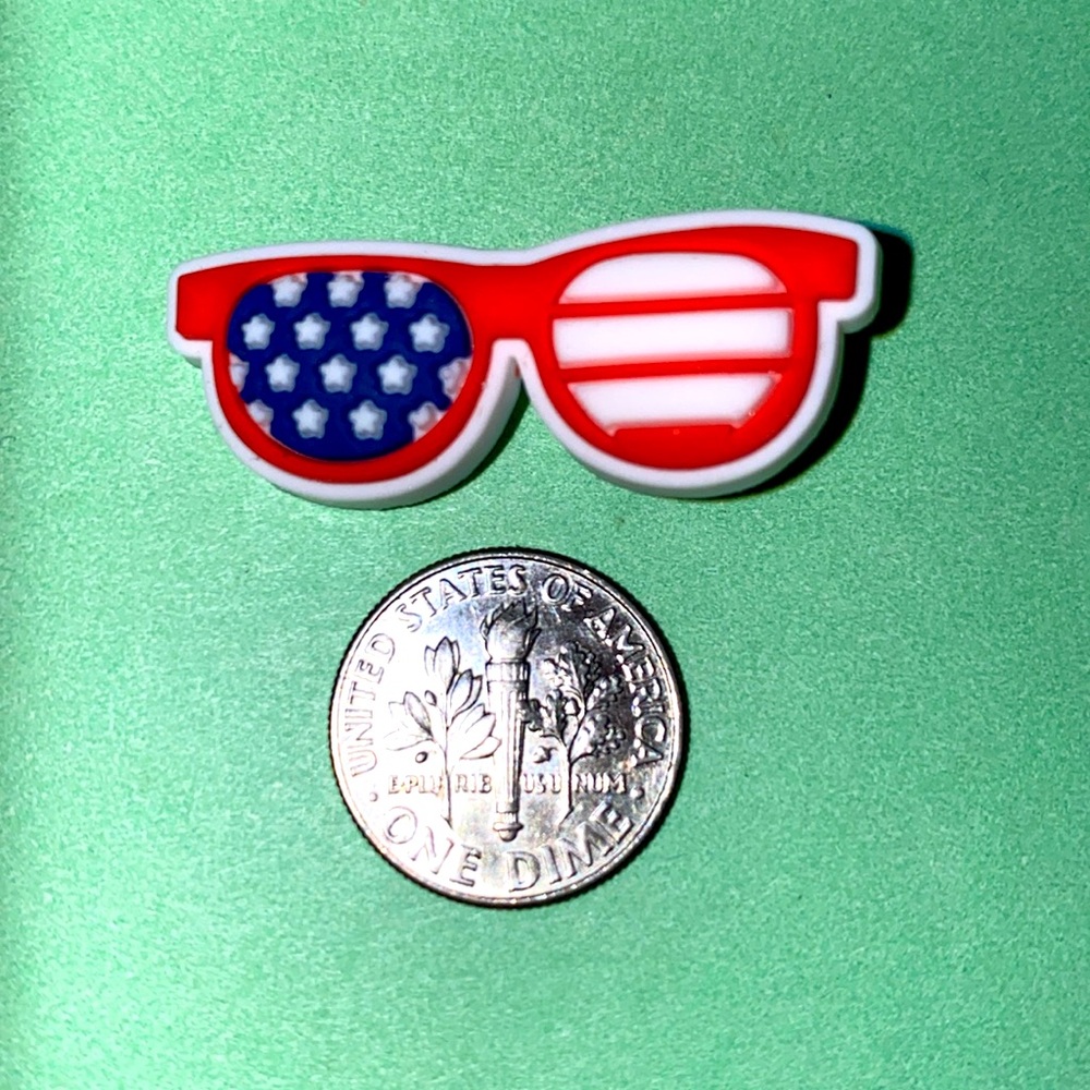 (10 for $15) Sunglasses w/a Flag Theme Independence Day Patriotic Crocs Charms